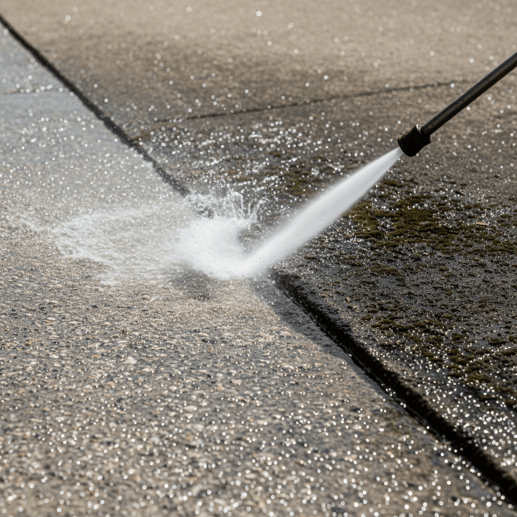 Allée en pavés propres après un lavage professionnel